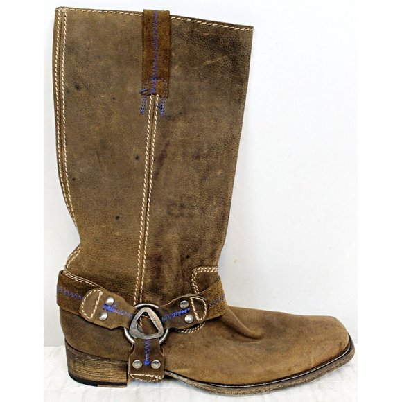 Bed Stu Footwear Woman Sz 11 Brown Suede Leather Riding Tall Boots Western - Picture 4 of 12